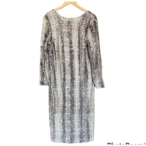 Dress the Population Emery Dress Python Gold Sequin Sheath Long Sleeve Size 3X - Picture 2 of 10